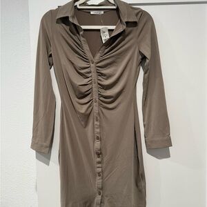Timing Taupe Long Sleeve Dress